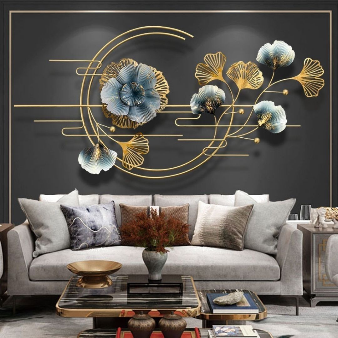Musical Flowers Metal Wall Art for living room (48 x 24 Inches)