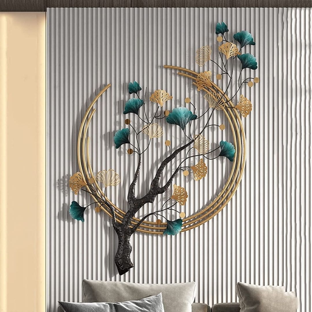Elegant Tree in Ring Metal Wall Art for living room-Metal Wall Tree Decor by Hansart Total Wall Coverage Area: 50 x 28 Inches Made of Premium-Quality Iron Metal Anti-rust powder coating used Hanging Mechanism included Perfect for your living room, bedroom, hall, office reception, guest room, and hotel reception The product is packed by professionals for safe delivery Designed to make your home look complete "Hansart Made In India because India itself is an art".