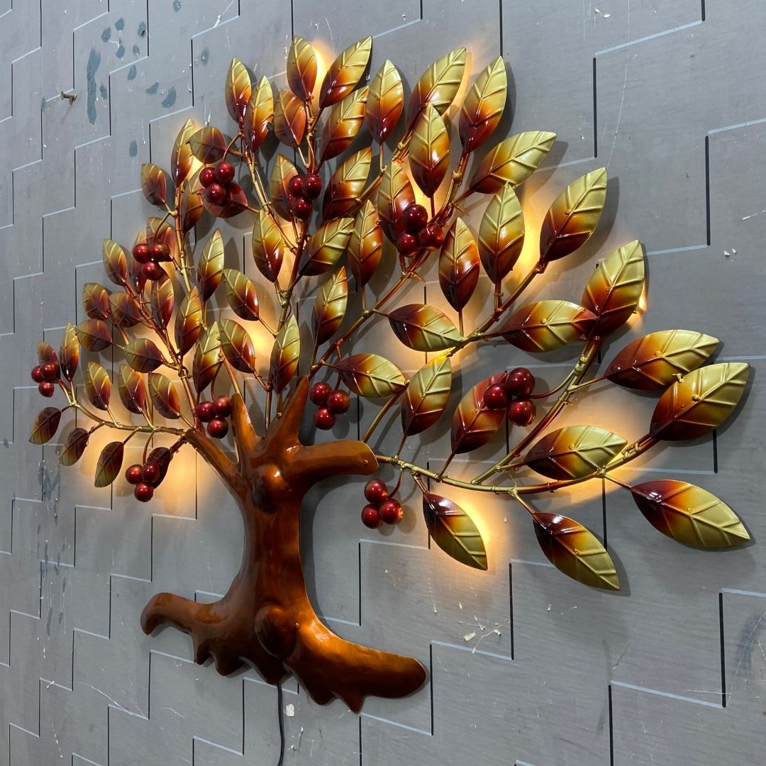 Designer Big Cherry Tree Metal Wall Art for Dining Hall and Restaurants (38x30 Inches)-Home Decoration-Metal Wall Tree by Hansart Made of Premium-Quality Iron Metal Perfect for your living room, bedroom, hall, office reception, guest room, and hotel reception The product is packed by professionals for safe delivery Designed to make your home look complete "Hansart Made In India because India itself is an art".