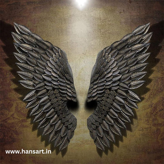 Angel Wings Metal Wall Art for Living Room-Metal Wall Decor by Hansart Made of High-Quality Iron Metal Anti-rust powder coating used for long lasting finish Set of 2 Approx Size mentioned for each wing: Height: 52 Inches; Length: 24 Inches Hanging Mechanism included Caring Instructions: Convenient Cleaning With Dry Cloth Perfect for your living room, bedroom, hall, office reception, guest room, and hotel reception The product is packed by professionals for safe delivery