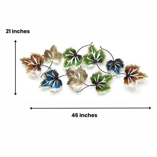 Add a touch of nature to your home with our 9 Mapple Leaves Metal Wall Art. Perfect for hallways and living rooms, this piece adds a sophisticated and modern touch to any space. Measuring 46 x 21 inches, it will make a bold statement on any wall.
