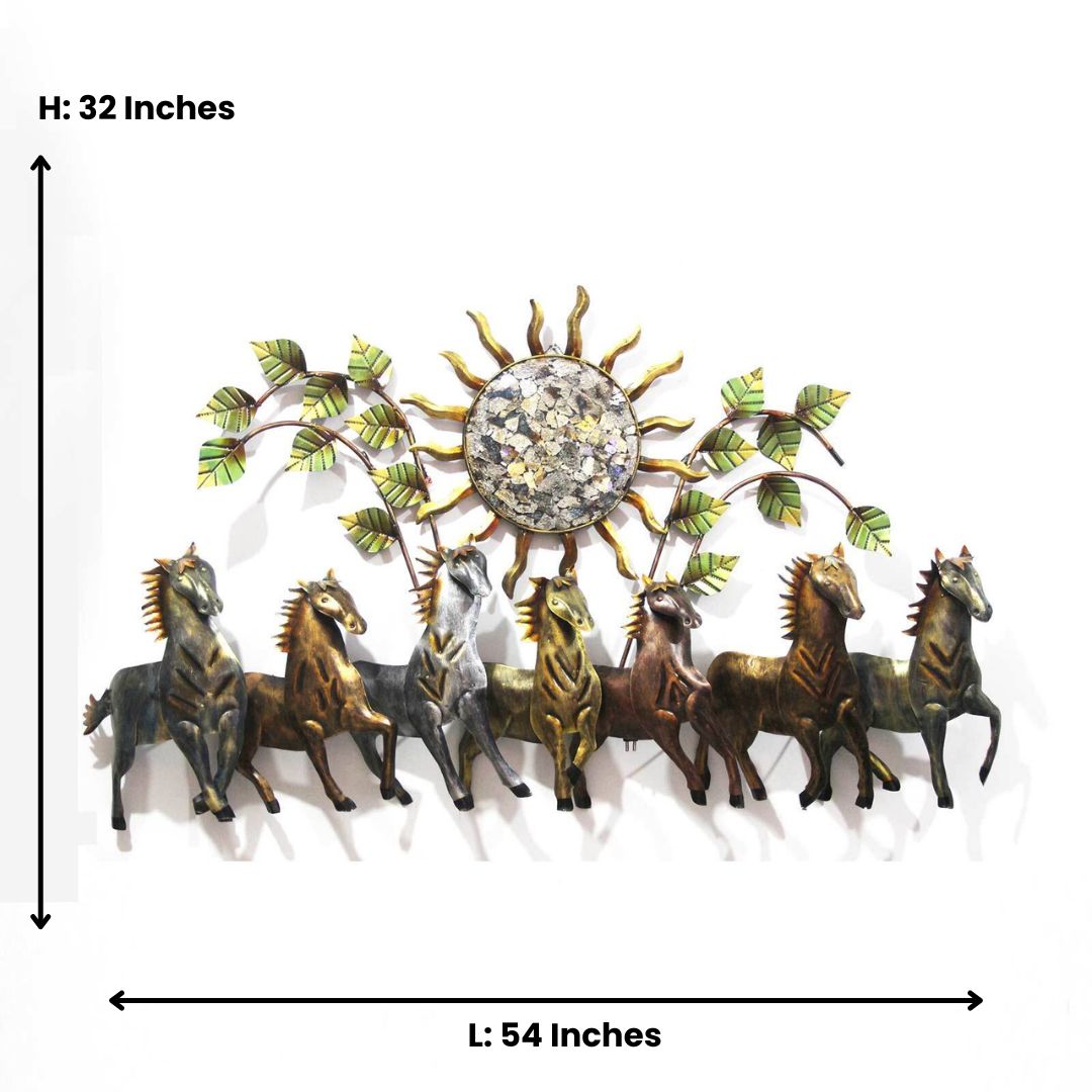 7 Horses Nature Metal Wall Art for Guest Room (54 x 32 Inches)-Home Decoration-Hansart-Metal Wall Decor by Hansart Horses wall decor with led lighting Made of Premium-Quality Iron Metal Perfect for your living room, bedroom, hall, office reception, guest room, and hotel reception The product is packed by professionals for safe delivery Designed to make your home look complete "Hansart Made In India because India itself is an art".