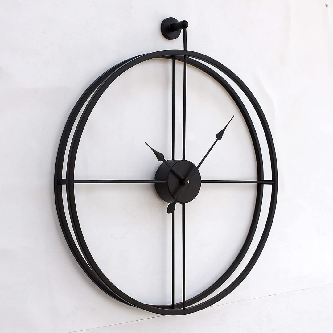 Metal Wall Clock by Hansart Dimensions: 18 x 18 Inches, 24 x 24 Inches, 27 x 27 Inches Made of Premium-Quality Iron Metal Anti-rust powder coating used Hanging Mechanism included Perfect for your living room, bedroom, hall, office reception, guest room, and hotel reception The product is packed by professionals for safe delivery  Designed to make your home look complete "Hansart Made In India because India itself is an art".