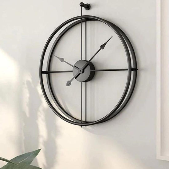 Black Double Ring Metal Wall Clock