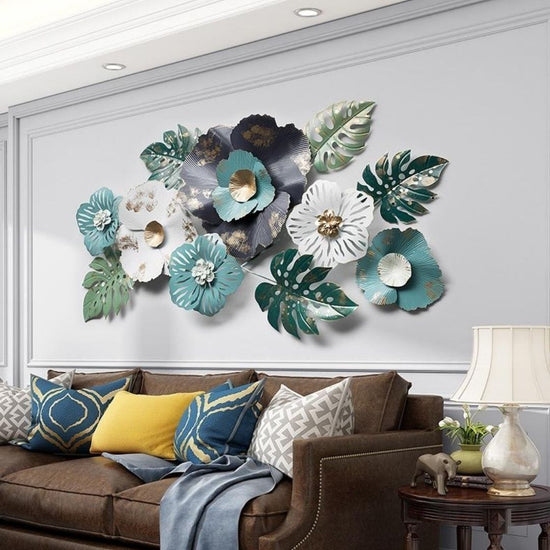Floral Wall Decor Metal Art for Living Room (52 x 28 Inches)-abstract wall art-Hansart-abstract metal wall art-Made of Premium-Quality Iron Metal-Perfect for your living room, bedroom, hall, office reception, guest room, and hotel reception-The product is packed by professionals for safe delivery Designed to make your home look complete-"Hansart Made In India because India itself is an art".