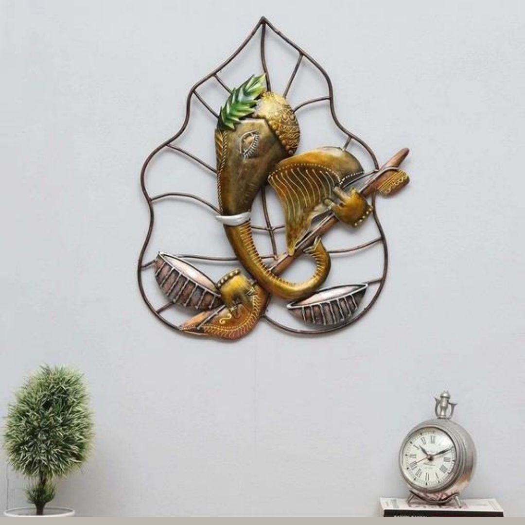 Pan Vinayak Ganesh Ji Wall Art (22 x 18 Inches)-Rajasthan Handicrafts-Hans Art-Metallic Traditional Wall Decor by Hansart-Made of Premium-Quality Iron Metal Perfect for your living room, bedroom, hall, office reception, guest room, and hotel reception-The product is packed by professionals for safe delivery-Designed to make your home look complete-"Hansart Made In India because India itself is an art".