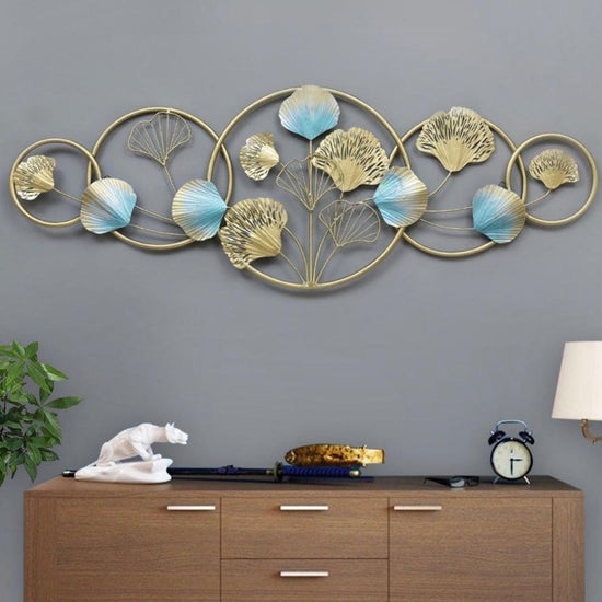 Iris Ring Family Blue Shade Metal Wall Art For Living Room (49 x 16.5 Inches)-Home Decoration-Hansart-abstract metal wall art-Made of Premium-Quality Iron Metal-Perfect for your living room, bedroom, hall, office reception, guest room, and hotel reception-The product is packed by professionals for safe delivery Designed to make your home look complete-"Hansart Made In India because India itself is an art".