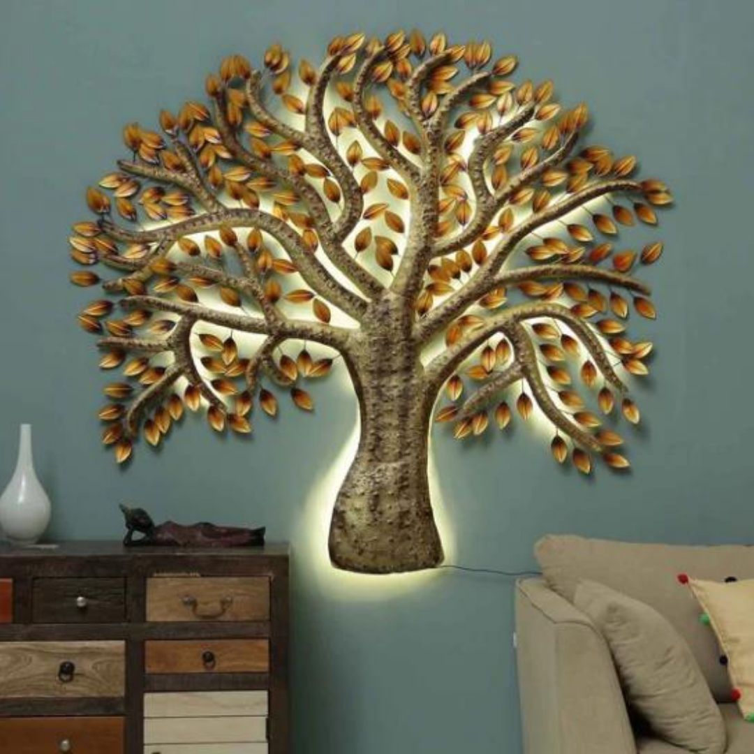 Master Tree Premium Wall Décor With LED Lights (60 x 60 Inches)-Home Decoration-Metal Wall Tree by Hansart Made of Premium-Quality Iron Metal Perfect for your living room, bedroom, hall, office reception, guest room, and hotel reception The product is packed by professionals for safe delivery Designed to make your home look complete "Hansart Made In India because India itself is an art".