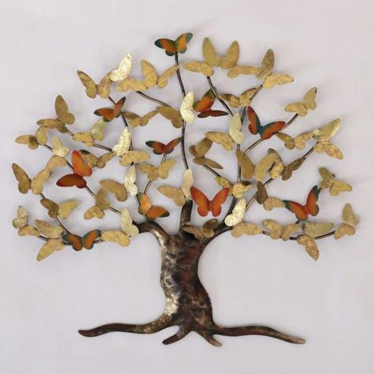 Multi Butterfly Tree Metal Wall Art (37 x 33 Inches)-Home Decoration-Metal Wall Tree by Hansart Made of Premium-Quality Iron Metal Perfect for your living room, bedroom, hall, office reception, guest room, and hotel reception The product is packed by professionals for safe delivery Designed to make your home look complete "Hansart Made In India because India itself is an art".