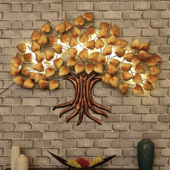 Peepal Golden Leaf Wall Tree With Backlit (58 x 41 Inches)