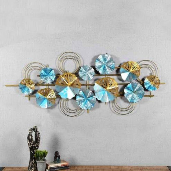 Blue Bloom Metal Wall Art for Living Room (61 x 26 Inches)-Home Decoration-Hansart-abstract metal wall art-Made of Premium-Quality Iron Metal-Perfect for your living room, bedroom, hall, office reception, guest room, and hotel reception-The product is packed by professionals for safe delivery Designed to make your home look complete-"Hansart Made In India because India itself is an art".