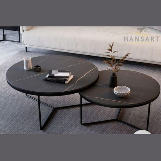 Round Black Designer Table - Set of 2