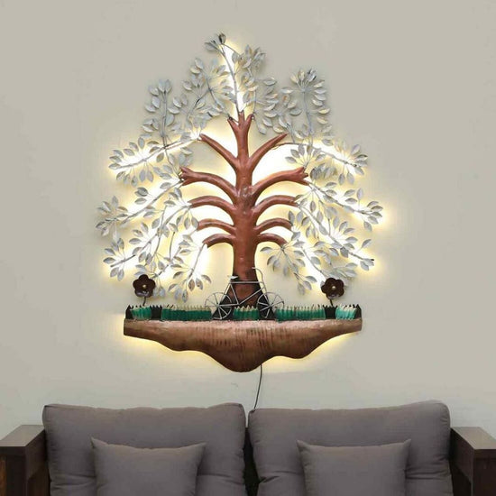 Beautiful White Metal Wall Tree with LED (35 x 50 Inches)-Home Decoration-Metal Wall Tree by Hansart Made of Premium-Quality Iron Metal Perfect for your living room, bedroom, hall, office reception, guest room, and hotel reception The product is packed by professionals for safe delivery Designed to make your home look complete "Hansart Made In India because India itself is an art".