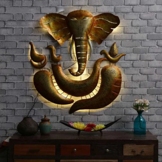 Hansart Special Ganeshji Metal Wall Art-Metal Wall Decor by Hansart  Total Wall Coverage Area: 20 x 30 Inches & 30 x 40 Inches Made of Premium-Quality Iron Metal Anti Rust Powder Coating Used Hanging Mechanism Included Perfect for your living room, bedroom, hall, office reception, guest room, and hotel reception The product is packed by professionals for safe delivery Designed to make your home look complete