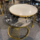 Round Top Golden Framed Accent Table Set of 2