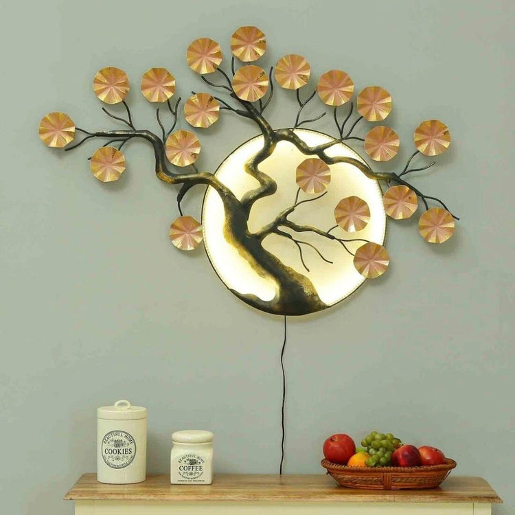 Sun Moon Tree Wall Décor (46 x 30.5 Inches)-Home Decoration-Metal Wall Tree by Hansart Made of Premium-Quality Iron Metal Perfect for your living room, bedroom, hall, office reception, guest room, and hotel reception The product is packed by professionals for safe delivery Designed to make your home look complete "Hansart Made In India because India itself is an art".