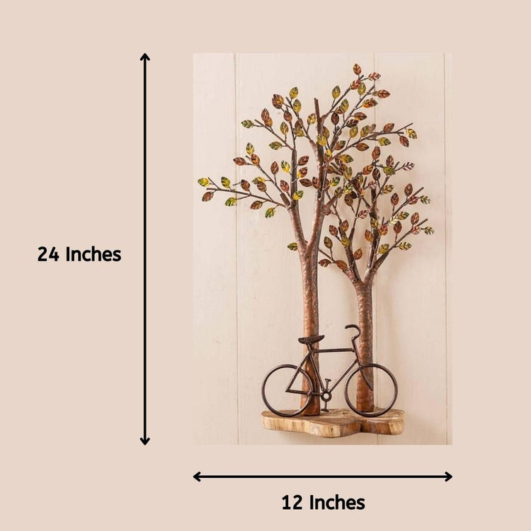 Cycle Under a Tree Metal Wall Art for Living Room (24 x 12 Inches)-Home Decoration-Metal Wall Tree by Hansart Made of Premium-Quality Iron Metal Perfect for your living room, bedroom, hall, office reception, guest room, and hotel reception The product is packed by professionals for safe delivery Designed to make your home look complete "Hansart Made In India because India itself is an art".