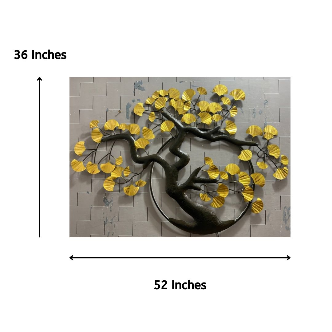 Metallic Ring Tree Wall Art for Living Room (52x36 Inches)-Home Decoration-Metal Wall Tree by Hansart Made of Premium-Quality Iron Metal Perfect for your living room, bedroom, hall, office reception, guest room, and hotel reception The product is packed by professionals for safe delivery Designed to make your home look complete "Hansart Made In India because India itself is an art".