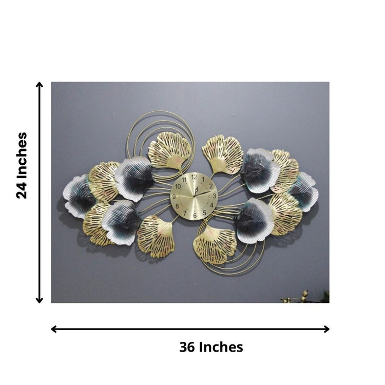 Golden Painted Petal Wall Clock for Living Room (36 x 24 Inches)-Home Decoration-Hansart-abstract metal wall art-Made of Premium-Quality Iron Metal-Perfect for your living room, bedroom, hall, office reception, guest room, and hotel reception-The product is packed by professionals for safe delivery Designed to make your home look complete-"Hansart Made In India because India itself is an art".