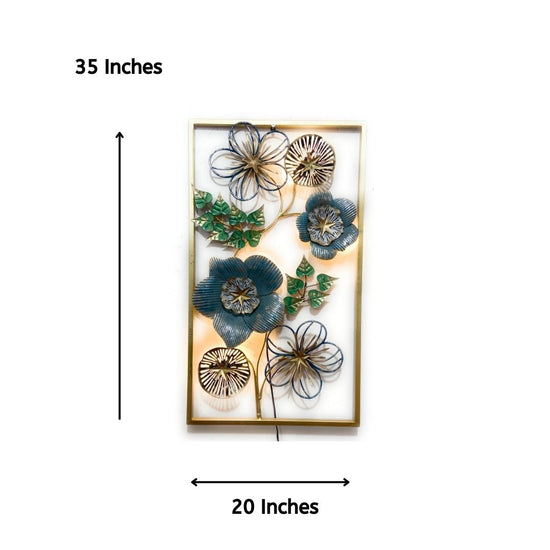 Elegant Flowers Framed Metal Wall Art for Bed Room (20x35 Inches)-Home Decoration-Hansart-Metallic Nature Wall Decor by Hansart-Made of Premium-Quality Iron Metal Perfect for your living room, bedroom, hall, office reception, guest room, and hotel reception-The product is packed by professionals for safe delivery-Designed to make your home look complete-"Hansart Made In India because India itself is an art".