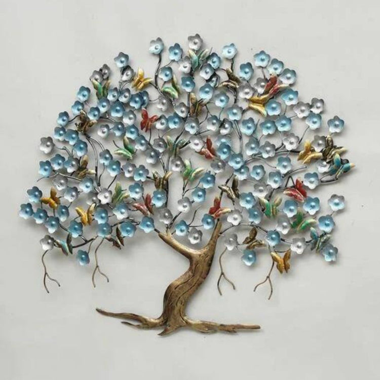 Multicolor Breeze Butterfly Tree Metal Wall Art (44 x 37 Inches)-Home Decoration-Metal Wall Tree by Hansart Made of Premium-Quality Iron Metal Perfect for your living room, bedroom, hall, office reception, guest room, and hotel reception The product is packed by professionals for safe delivery Designed to make your home look complete "Hansart Made In India because India itself is an art".