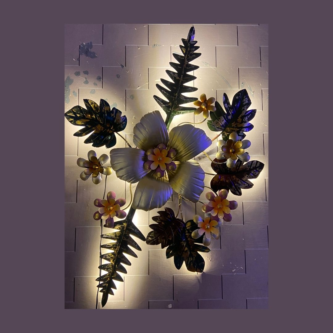 Blooming Flower Metal Wall Art for Drawing Room (30x40 Inches)-Home Decoration-Hansart-Metallic Nature Wall Decor by Hansart-Made of Premium-Quality Iron Metal Perfect for your living room, bedroom, hall, office reception, guest room, and hotel reception-The product is packed by professionals for safe delivery-Designed to make your home look complete-"Hansart Made In India because India itself is an art".