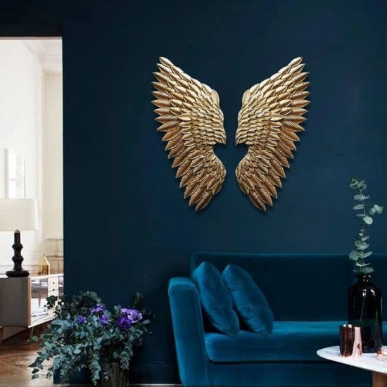 Angel Wings Metal Wall Art-Made of Premium-Quality Iron Metal Anti-rust powder coating used for long lasting finish Comes as a pair Approx Size mentioned for each wing - 48 Inches Height; 18 Inches Width Hanging Mechanism included Caring Instructions: Convenient Cleaning With Dry Cloth Perfect for your living room, bedroom, hall, office reception, guest room, and hotel reception The product is packed by professionals for safe delivery  Designed to make your home look complete