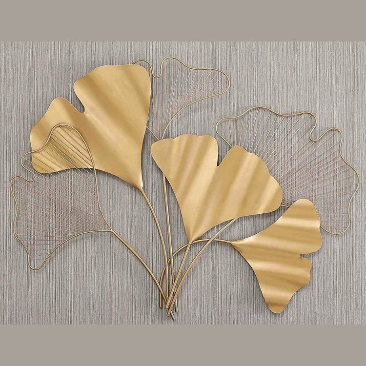 Golden 6 Zingo Leaf Wall Art for Bed Room (30 x 40 Inches)-Home Decoration-Hansart-Metallic Nature Wall Decor by Hansart-Made of Premium-Quality Iron Metal Perfect for your living room, bedroom, hall, office reception, guest room, and hotel reception-The product is packed by professionals for safe delivery-Designed to make your home look complete-"Hansart Made In India because India itself is an art".