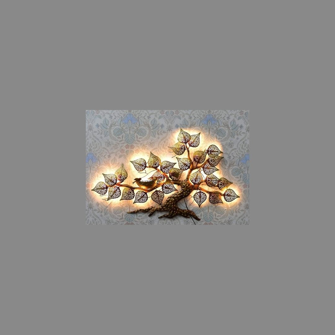 Nest Tree Metal Wall Art With LED Lights (40 x 38 Inches)-Home Decoration-Metal Wall Tree by Hansart Made of Premium-Quality Iron Metal Perfect for your living room, bedroom, hall, office reception, guest room, and hotel reception The product is packed by professionals for safe delivery Designed to make your home look complete "Hansart Made In India because India itself is an art".
