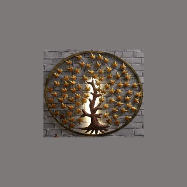 Mapple Tree In Ring Wall Art With Backlit (40 x 40 Inches)-Home Decoration-Metal Wall Tree by Hansart Made of Premium-Quality Iron Metal Perfect for your living room, bedroom, hall, office reception, guest room, and hotel reception The product is packed by professionals for safe delivery Designed to make your home look complete "Hansart Made In India because India itself is an art".