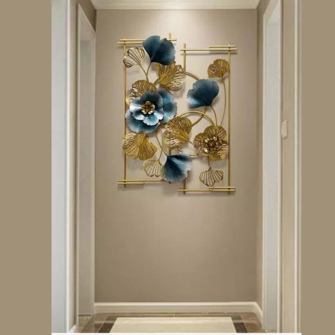 Double Iris Flowery Metal Wall Art For Hall (38 x 20 Inches)-Home Decoration-Hansart-abstract metal wall art-Made of Premium-Quality Iron Metal-Perfect for your living room, bedroom, hall, office reception, guest room, and hotel reception-The product is packed by professionals for safe delivery Designed to make your home look complete-"Hansart Made In India because India itself is an art".