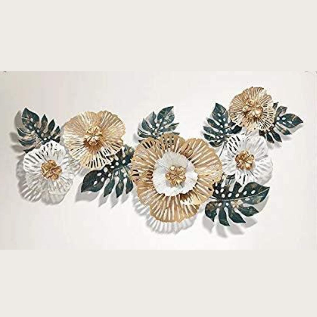 Riyo Color Flowery Metal Wall Art for Living Room (50 x 25 Inches)-abstract wall art-Hansart-abstract metal wall art-Made of Premium-Quality Iron Metal-Perfect for your living room, bedroom, hall, office reception, guest room, and hotel reception-The product is packed by professionals for safe delivery Designed to make your home look complete-"Hansart Made In India because India itself is an art".