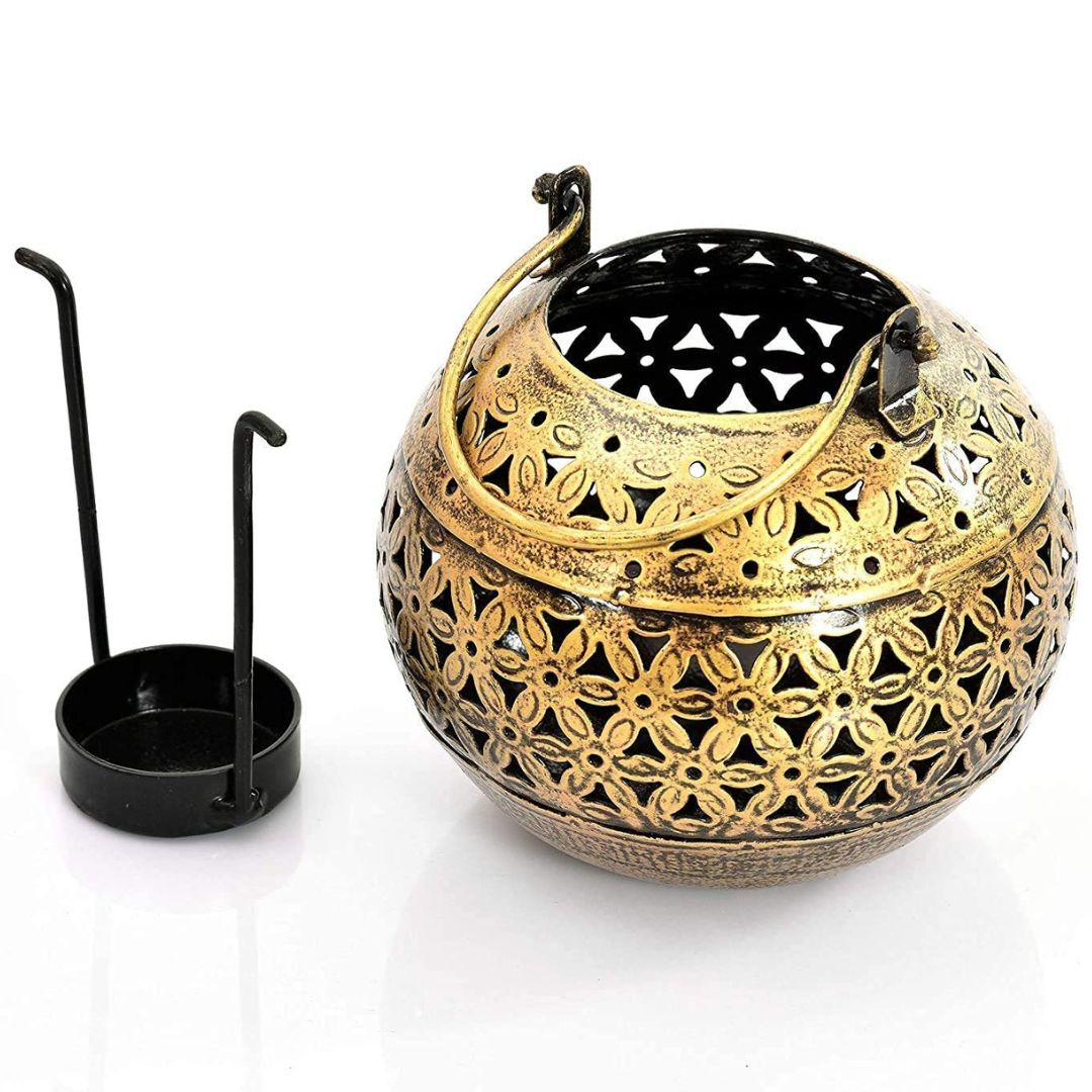 Table Decor By Hans Art Candle Light Decor Size: 10 x 10 Inches Expertly crafted by artisans in Jodhpur, India Made of Wrought Iron Metal It feature an anti-rust powder coating for a long-lasting finish Hanging Mechanism included Finished with a spray paint and lacquer for a smooth and polished look Perfect for your living room, bedroom, hall, office reception, guest room, and hotel reception The product is packed by professionals for safe delivery Designed to make your home look complete
