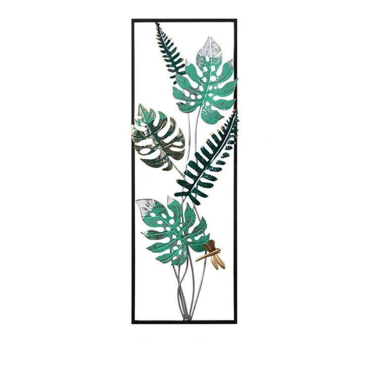 Palm Leaf Double Vertical Frame Metal Wall Art (12 x 36 Inches)-abstract wall art-Hansart-abstract metal wall art-Made of Premium-Quality Iron Metal-Perfect for your living room, bedroom, hall, office reception, guest room, and hotel reception-The product is packed by professionals for safe delivery Designed to make your home look complete-"Hansart Made In India because India itself is an art".